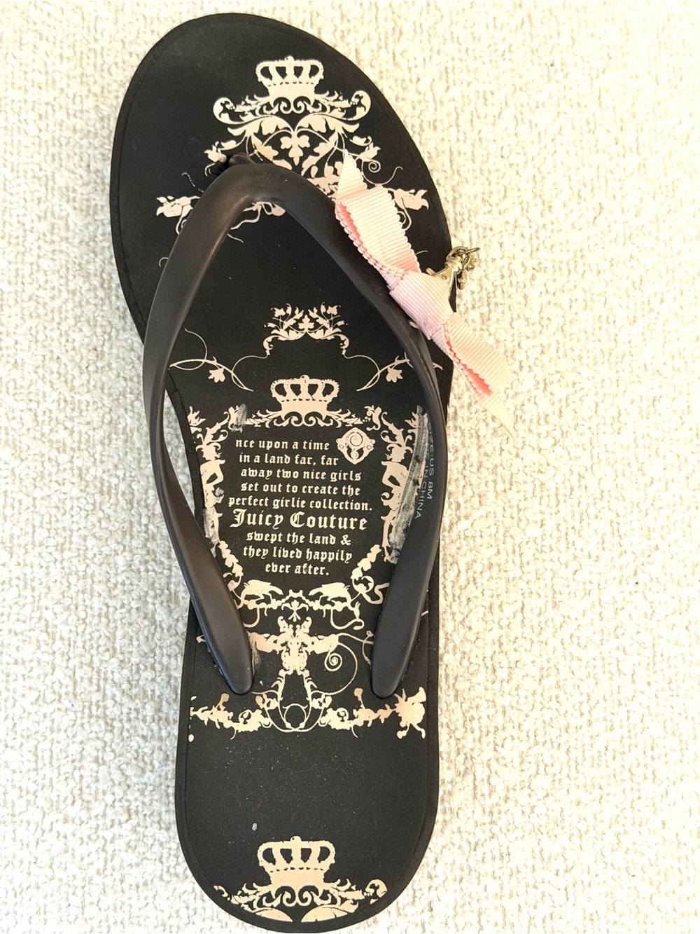 Juicy Couture Wedge Flip Flop with Pink Bow Size 8 - Picture 3 of 4